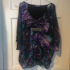Jennifer Lopez purple Abstract print blouse